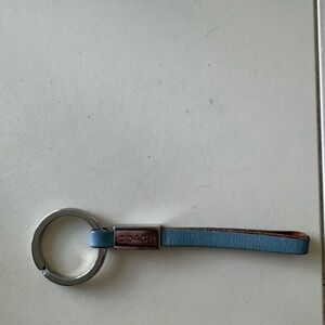 Coach Blue and Silver Leather Keychain